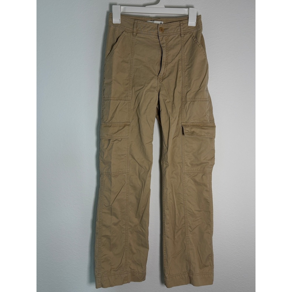 Abercrombie & Fitch Tan Khaki Cargo Pants Straight Leg High Rise Size 26 / 2